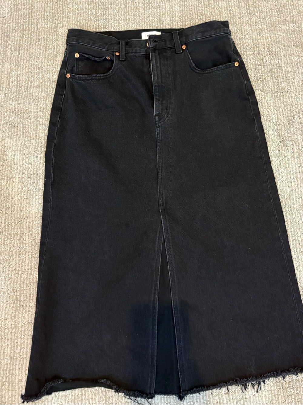 pistola Black Denim Skirt with Front Slit